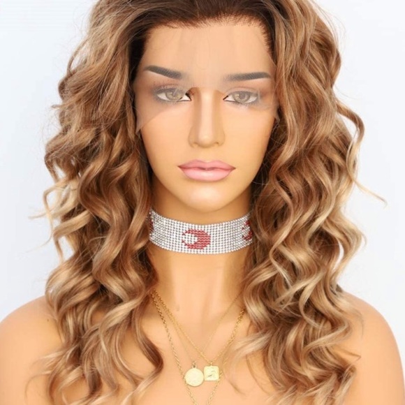 ANA G BROWN OMBRÉ WAVY SHORT BOB  LACE-FRONT WIG main image 4